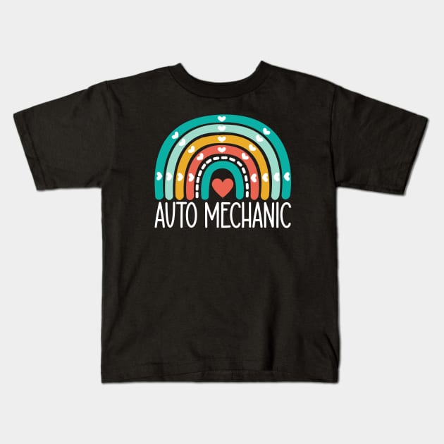 Auto Mechanic Rainbow Kids T-Shirt by HaroonMHQ